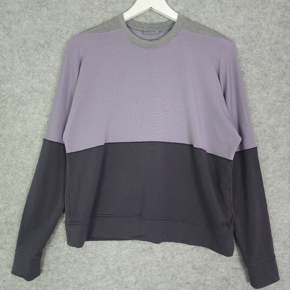 Icebreaker Cool-lite Lavender and Plum Colorblock Dolman Crewneck Sweater